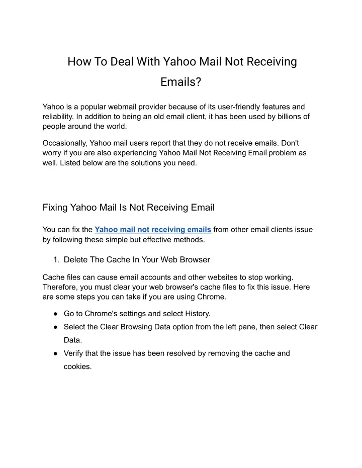 Ppt How To Deal With Yahoo Mail Not Receiving Emails Powerpoint Presentation Id11874490 