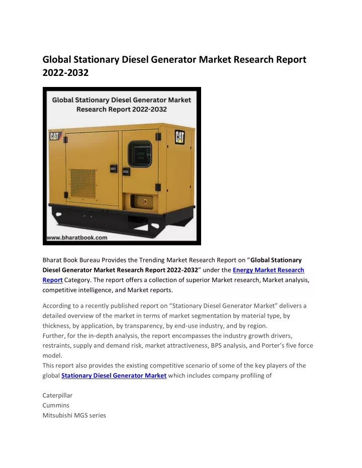 global stationary diesel generator market