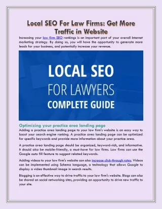 Local SEO For Law Firms: Get More Traffic in Website