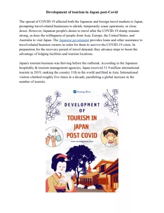 Development of tourism in Japan post Covid