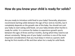 How do you know your child is ready for solids
