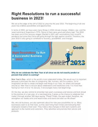 Right Resolutions to run a successful business in 2023