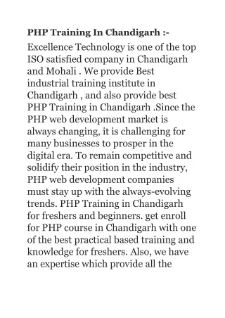 PHP Training In Chandigarh