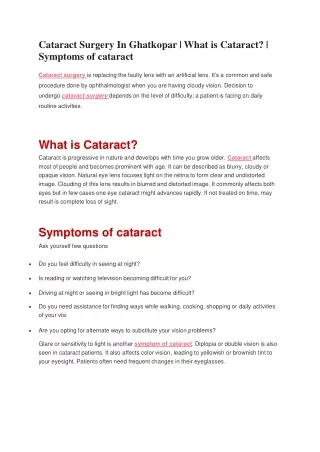 cataract  surgery in ghatkopar