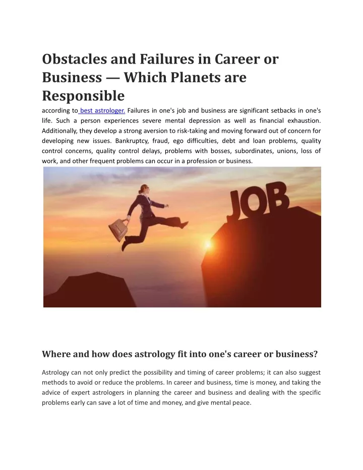 obstacles and failures in career or business
