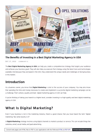 How to choose the Best Digital Marketing Agency in USA | Opelsolutions
