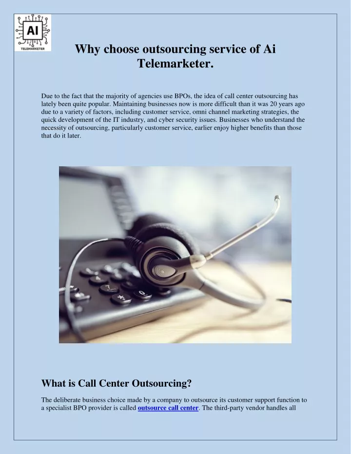why choose outsourcing service of ai telemarketer