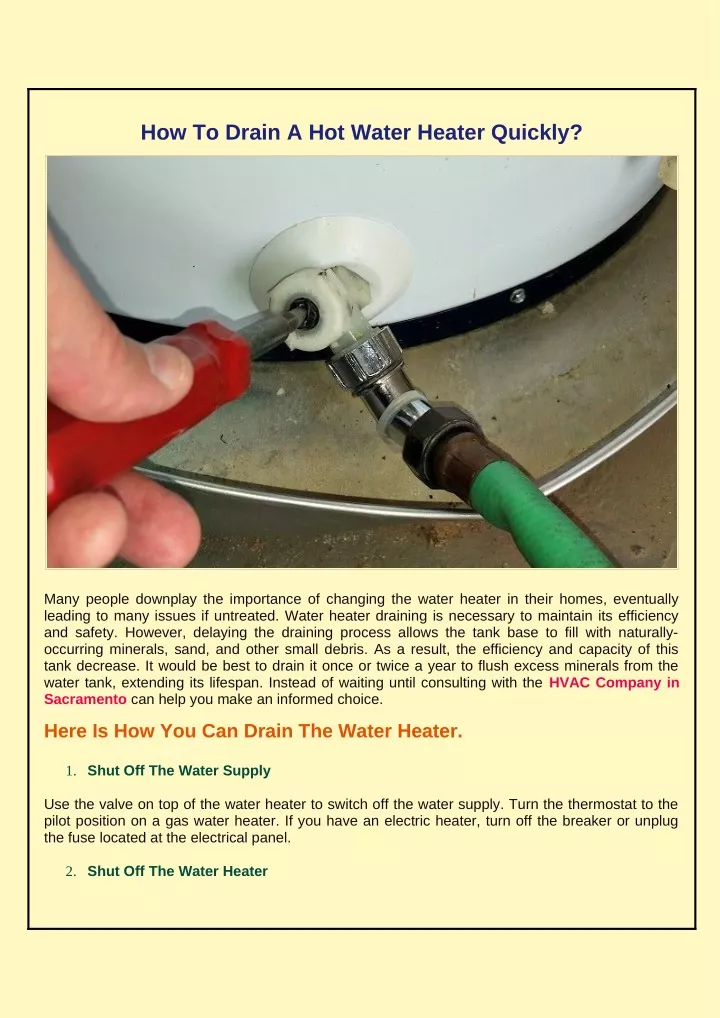 how to drain a hot water heater quickly