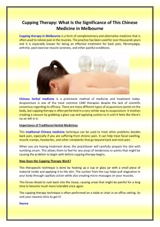 Cupping Therapy What Is the Significance of This Chinese Medicine in Melbourne