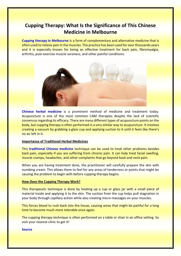 cupping therapy what is the significance of this