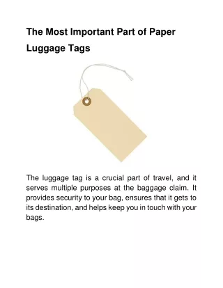 The Most Important Part of Paper Luggage Tags