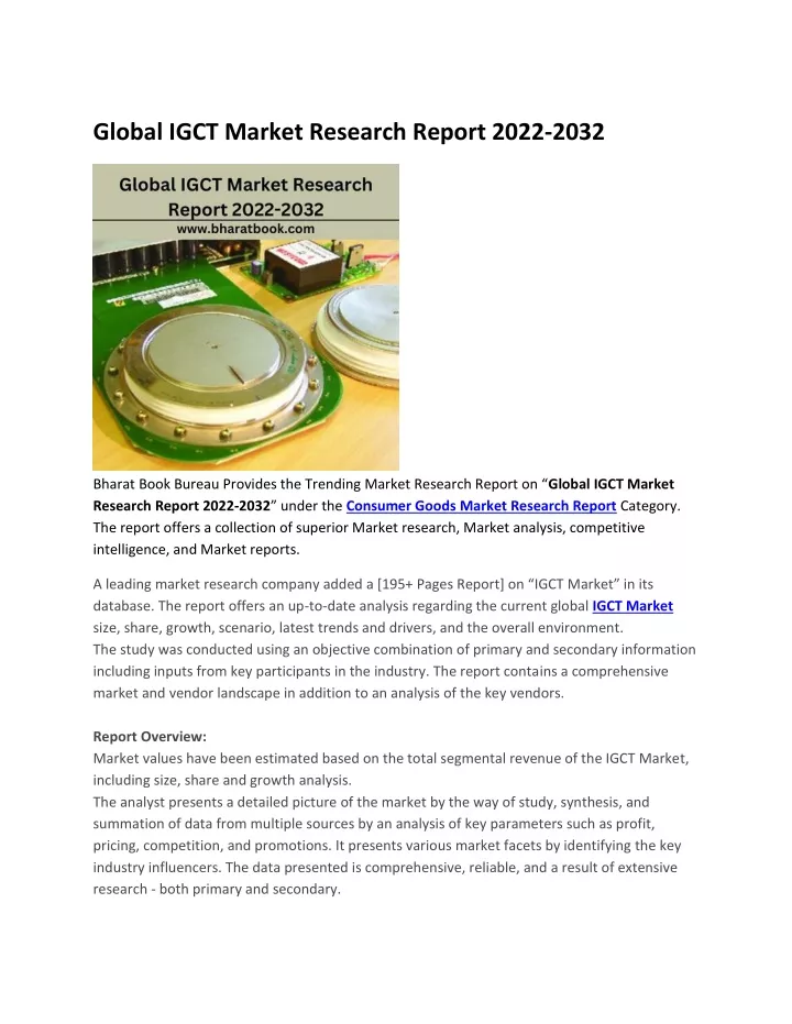 global igct market research report 2022 2032