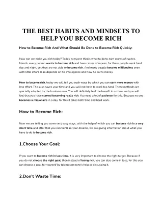The Best Habits And Mindsets To Help You Become Rich
