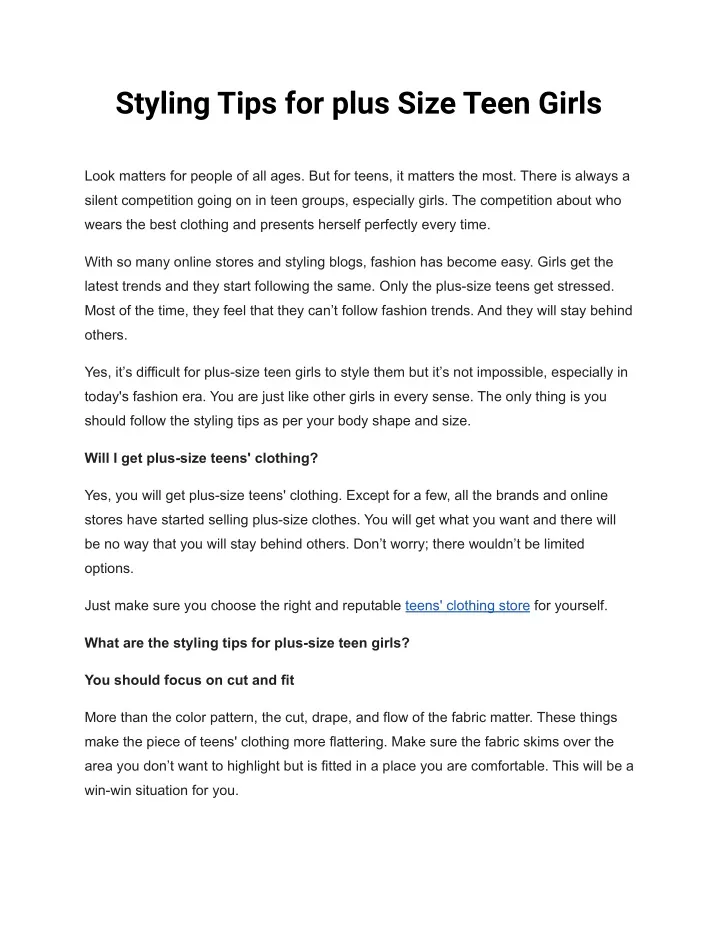 styling tips for plus size teen girls