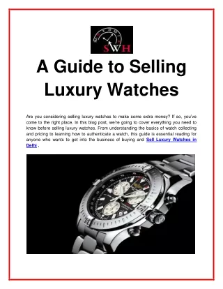 A Guide to Selling Luxury Watches