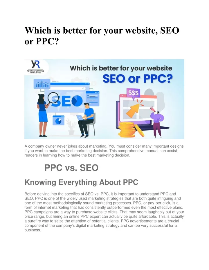 which is better for your website seo or ppc