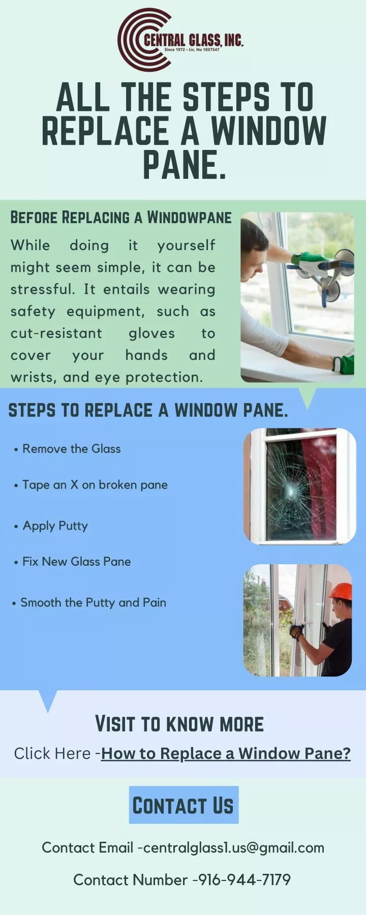 all the steps to replace a window pane