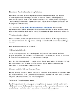 directions to plan your quora promoting technique