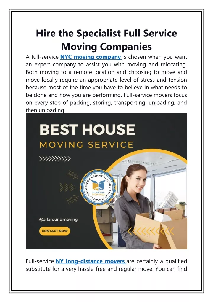 hire the specialist full service moving companies