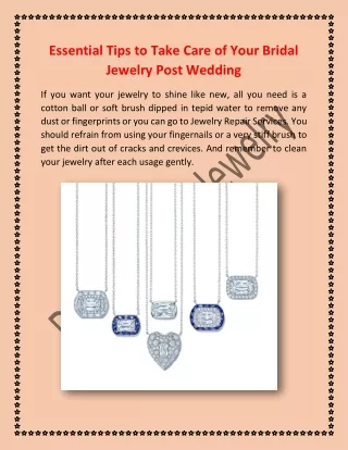 Essential Tips to Take Care of Your Bridal Jewelry Post Wedding_DeutschFineJewelry