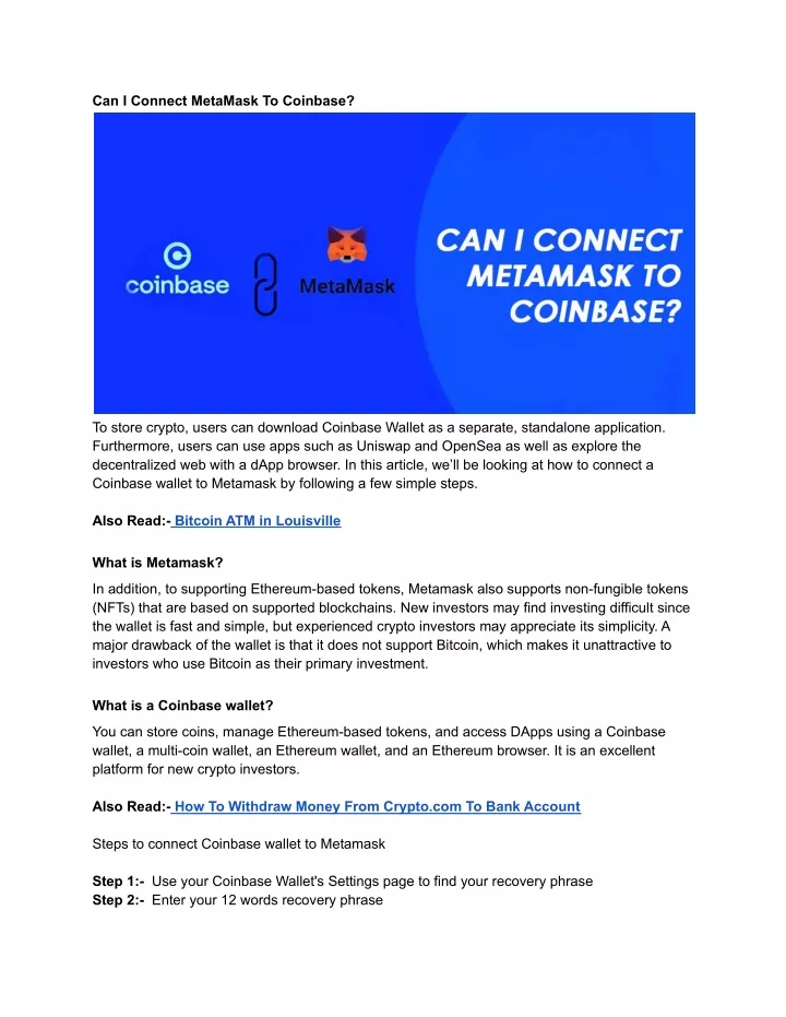 can i connect metamask to coinbase