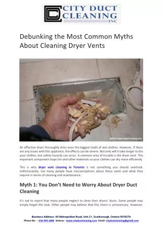 Debunking the Most Common Myths About Cleaning Dryer Vents