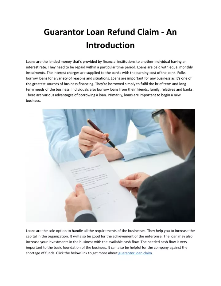 guarantor loan refund claim an introduction