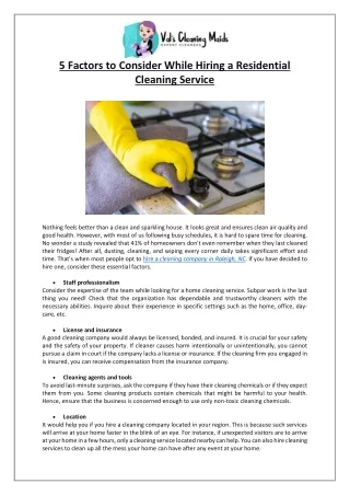 5 factors to consider while hiring a residential