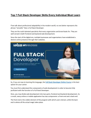 Top 7 Full Stack Developer Skills Every Individual Must Learn