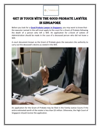 Get in Touch with the Good Probate Lawyer in Singapore