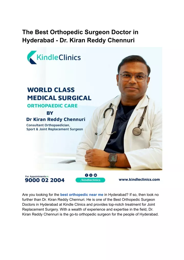 the best orthopedic surgeon doctor in hyderabad