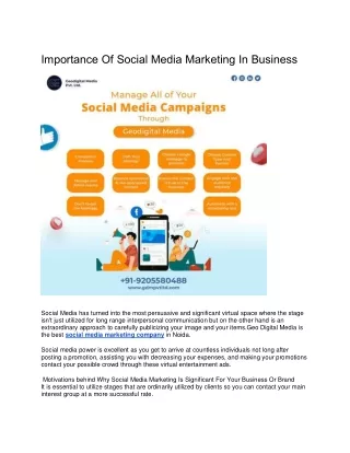 Importance Of Social Media Marketing In Business