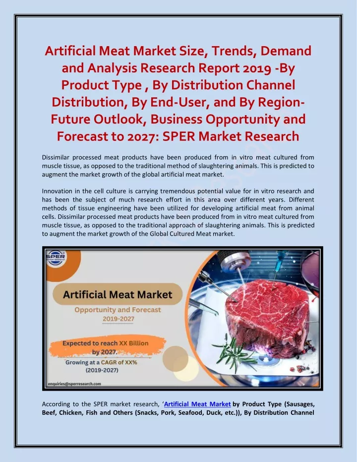 artificial meat market size trends demand