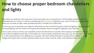 How to choose proper bedroom chandeliers and lights