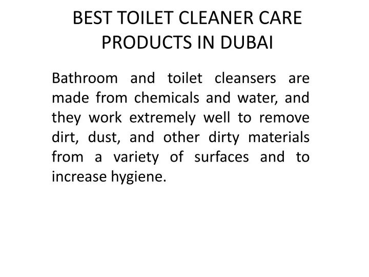 best toilet cleaner care products in dubai