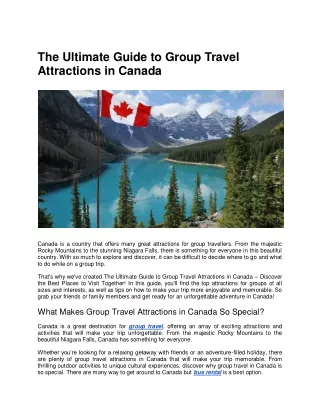 The Ultimate Guide to Group Travel Attractions in Canada