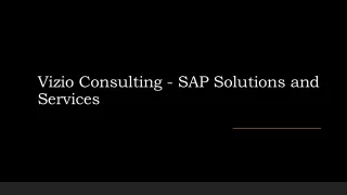 SAP Solutions and Services - Vizio Consulting
