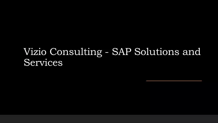 vizio consulting sap solutions and services