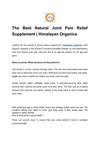 The Best Natural Joint Pain Relief Supplement _ Himalayan Organics
