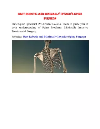 Best Robotic and Minimally Invasive Spine Surgeon