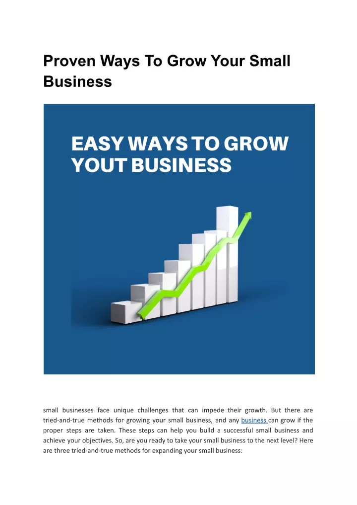 proven ways to grow your small business