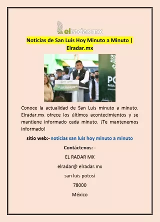 Noticias de San Luis Hoy Minuto a Minuto | Elradar.mx