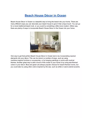 beach house d cor in ocean