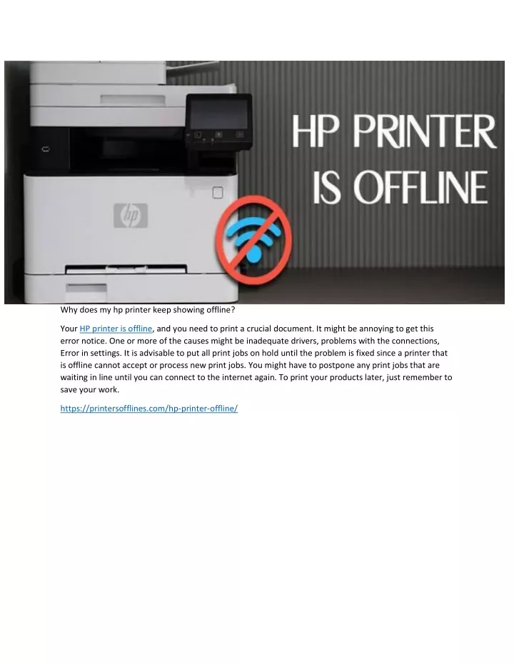 why does my hp printer keep showing offline