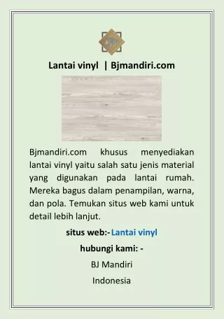 Lantai vinyl  | Bjmandiri.com