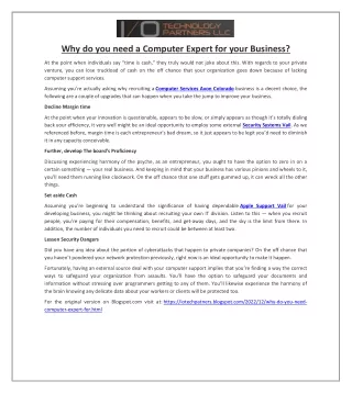 why do you need a computer expert for your