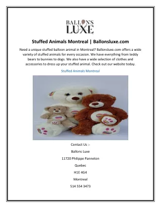 Stuffed Animals Montreal  Ballonsluxe.com