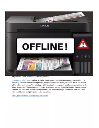 why does my epson printer keeps showing offline