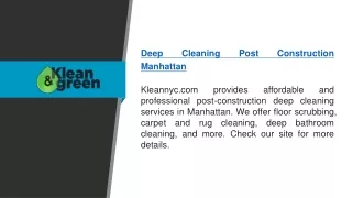 Deep Cleaning Post Construction Manhattan  Kleannyc.com