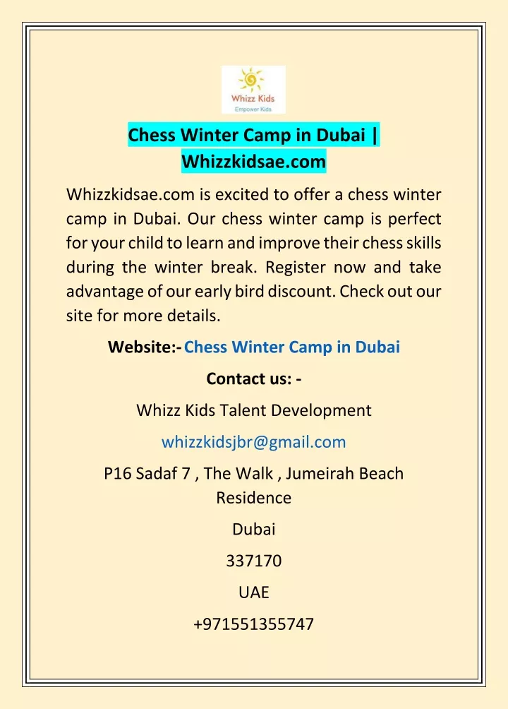 chess winter camp in dubai whizzkidsae com